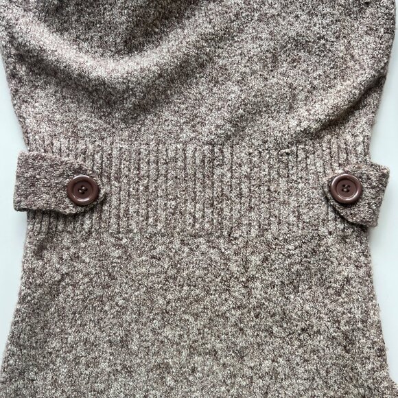Knit Sleeveless Sweater Dress w/ Button Accents Beige Textured Womens Sz Large - Picture 3 of 7